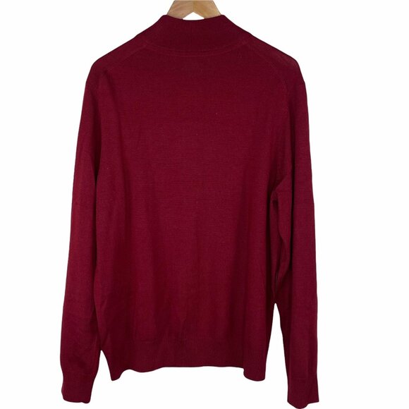 Apt 9 Merino Blend 1/4 Zip Pullover Sweater Heather Maroon Red Mock Neck Size XL - Picture 2 of 5